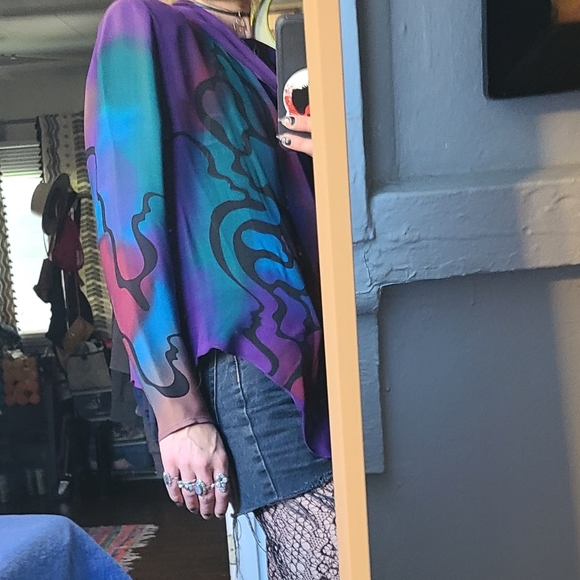 Gorgeous Wearable Art Stylized Open Front Kimono Jacket By Louise Blumberg ♥️ ✨️ - Picture 3 of 16